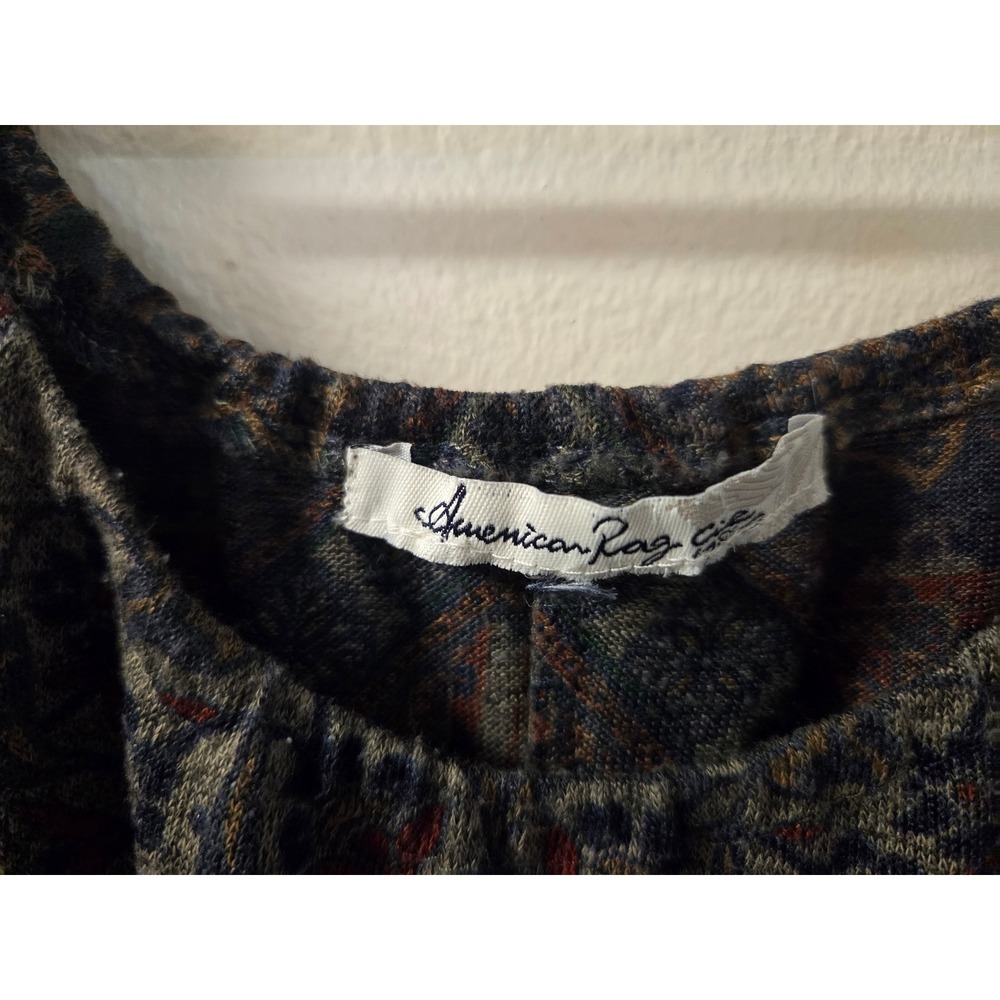 American Rag Cie Womens Paisley Medallion Print Long Sleeve Scoop Neck Top Green - Picture 2 of 6